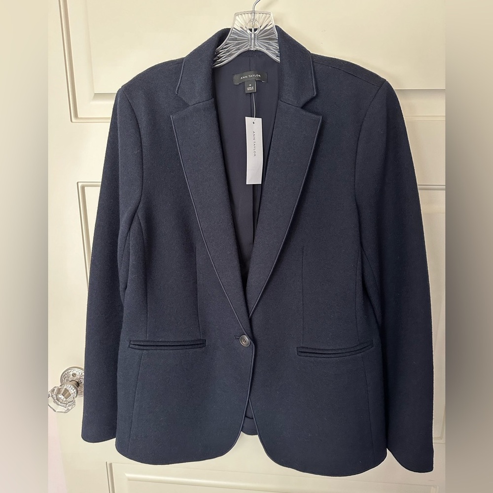 Ann Taylor Navy Blue Wool Blend Blazer NWT - Picture 4 of 9